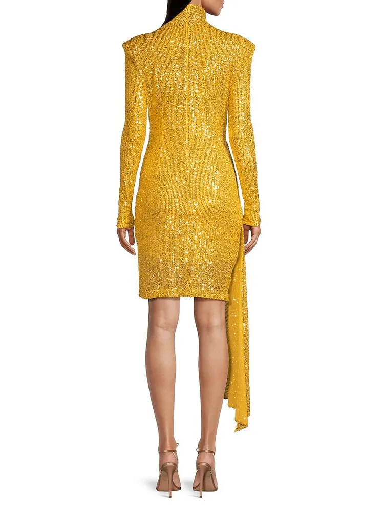 Sequined Mockneck Mini Dress