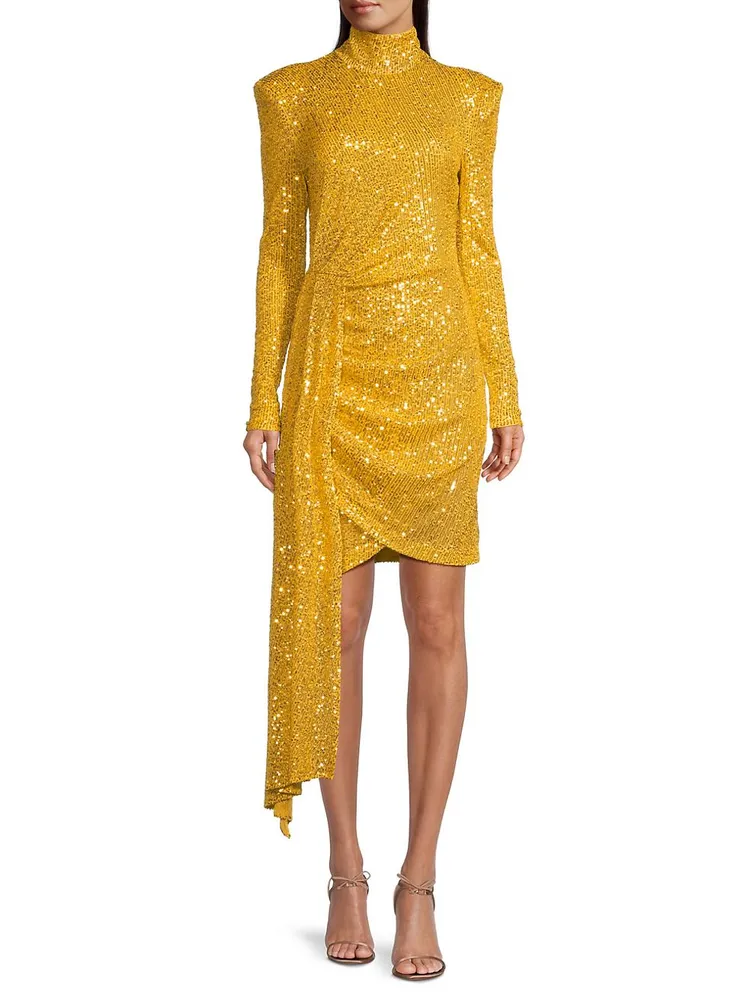 Sequined Mockneck Mini Dress