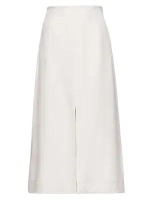 Garment-Dyed Silk Twill Midi Skirt