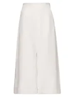 Garment-Dyed Silk Twill Midi Skirt