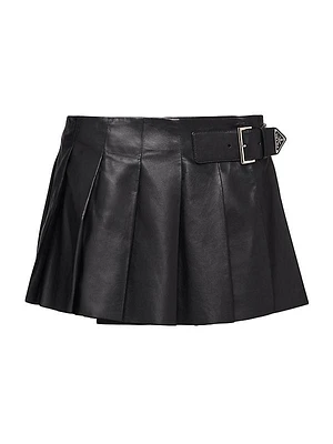 Pleated Leather Skirt