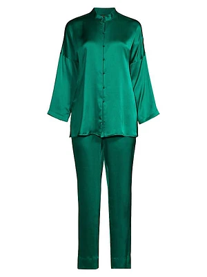 Key Essentials Silk Two-Piece Pajama Set