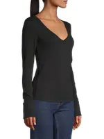 Perfect Rib-Knit Cuffed Top