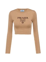 Cropped Silk Sweater with Logo