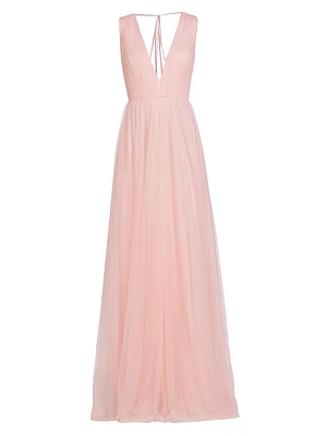 Vias Pleated Tulle Gown