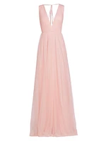 Vias Pleated Tulle Gown