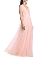 Vias Pleated Tulle Gown