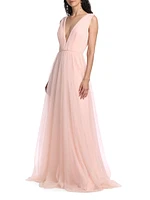 Vias Pleated Tulle Gown