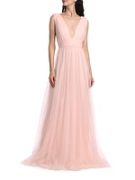 Vias Pleated Tulle Gown