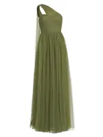 Verris Tulle One-Shoulder A-Line Dress