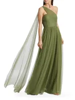 Verris Tulle One-Shoulder A-Line Dress