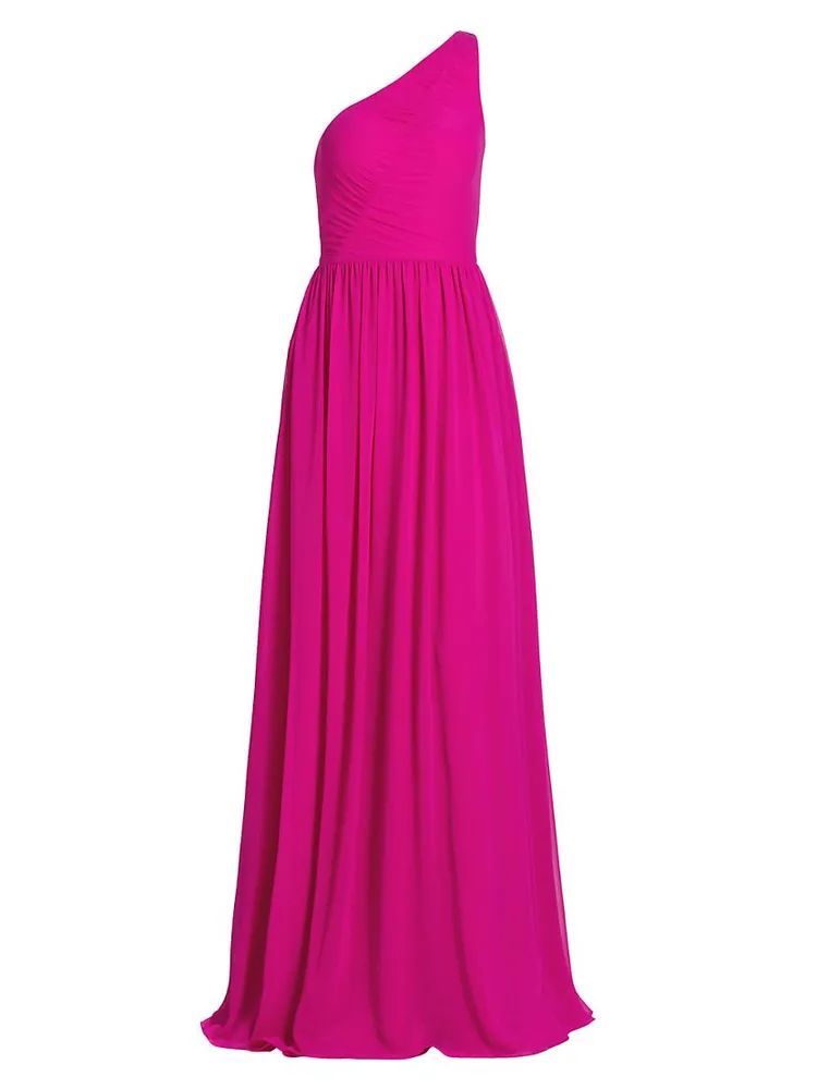 Verge Pleated One-Shoulder Gown