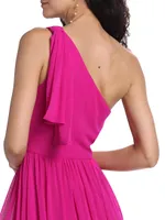 Verge Pleated One-Shoulder Gown