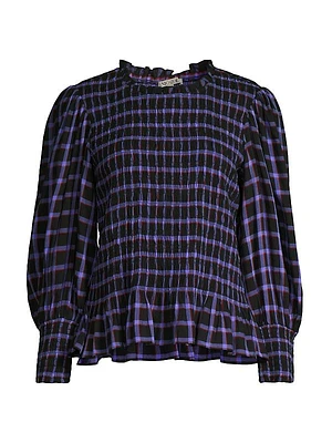 Twilight Plaid Smocked Top