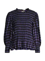 Twilight Plaid Smocked Top