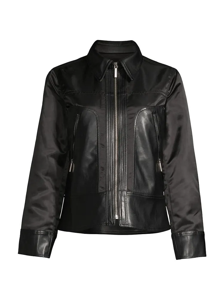 Mix Faux Leather & Nylon Jacket