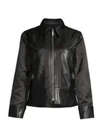 Mix Faux Leather & Nylon Jacket