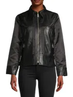 Mix Faux Leather & Nylon Jacket