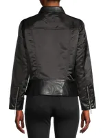 Mix Faux Leather & Nylon Jacket