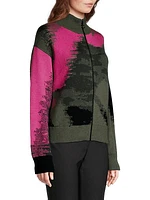 Pop Abstract Zip-Up Cardigan