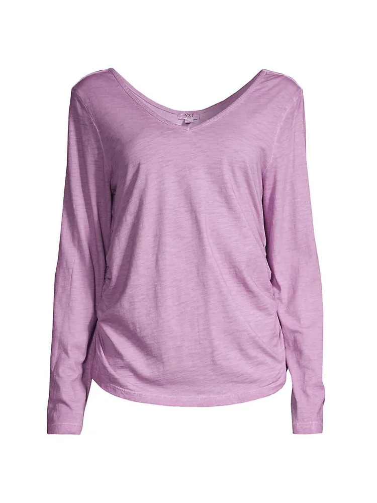 Long-Sleeve Ruched T-Shirt