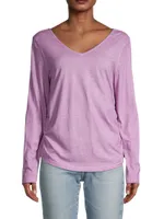 Long-Sleeve Ruched T-Shirt