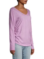 Long-Sleeve Ruched T-Shirt