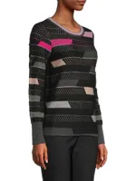 Shaded Stripes Cotton-Blend Sweater
