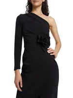 Agapios One-Shoulder Rosette Midi-Dress