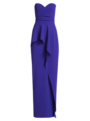 Miya Strapless Peplum Column Gown