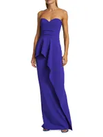 Miya Strapless Peplum Column Gown