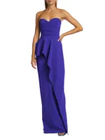 Miya Strapless Peplum Column Gown