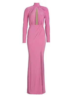 Pisces Draped Jersey Cut-Out Gown