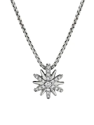 Petite Starburst Station Necklace With Diamonds