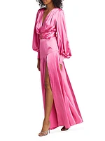 Carmen Satin Embellished Belt Gown