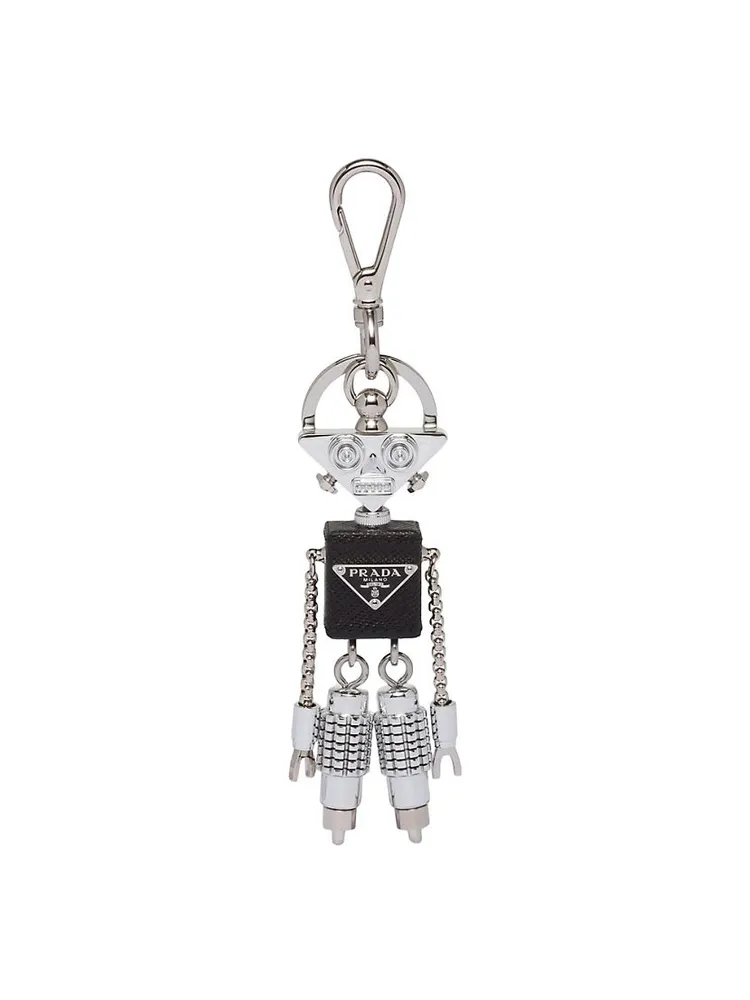 Saffiano Leather Robot Trick Keychain