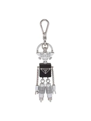 Saffiano Leather Robot Trick Keychain