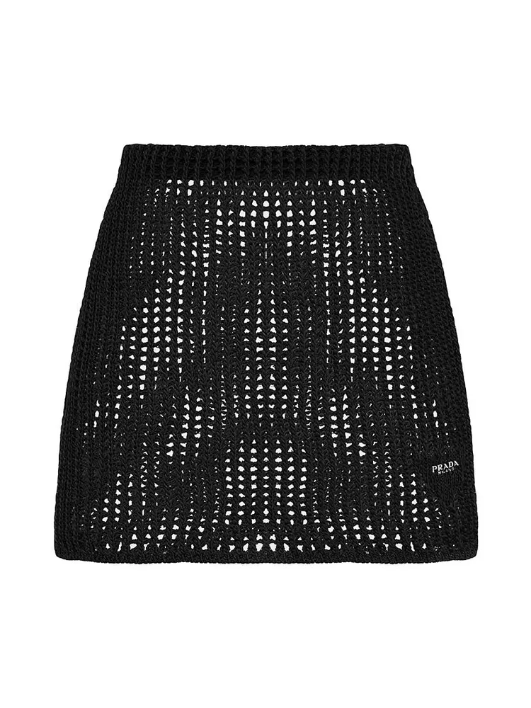 Openwork Cotton Miniskirt