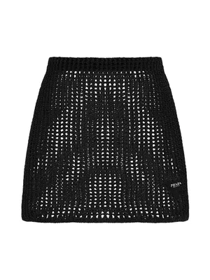 Openwork Cotton Miniskirt