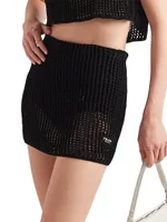 Openwork Cotton Miniskirt