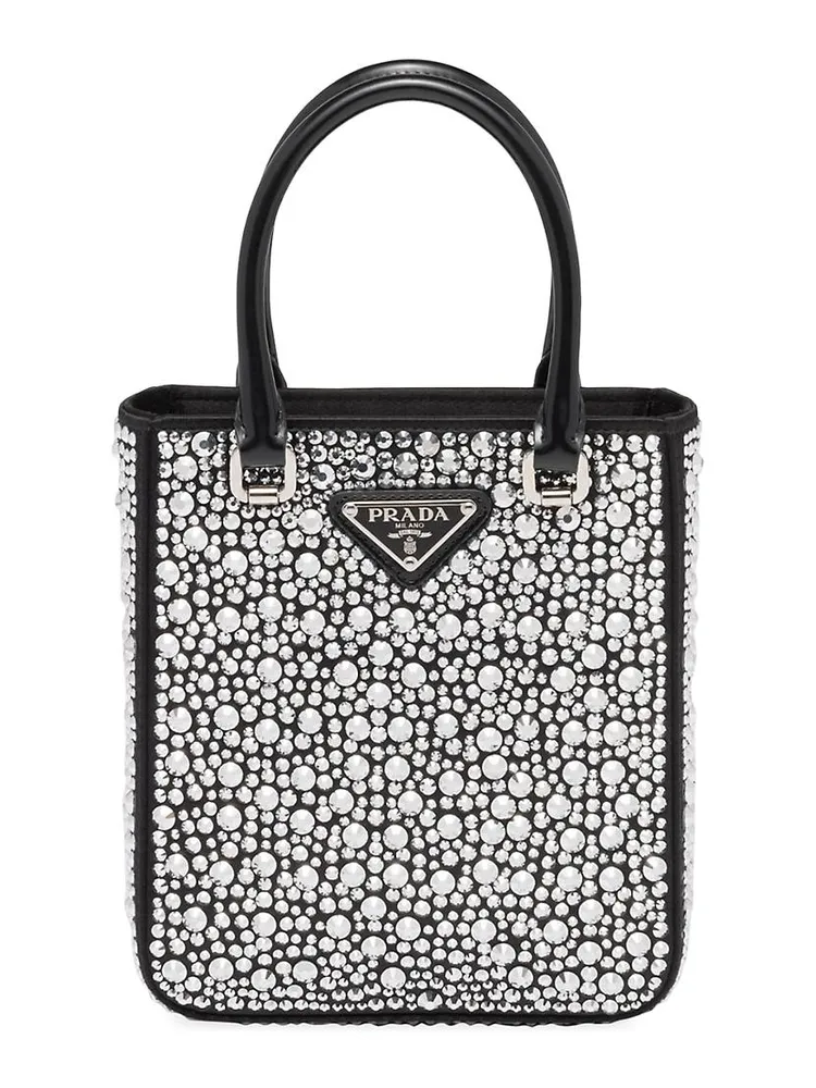Small Satin Tote Bag with Crystals