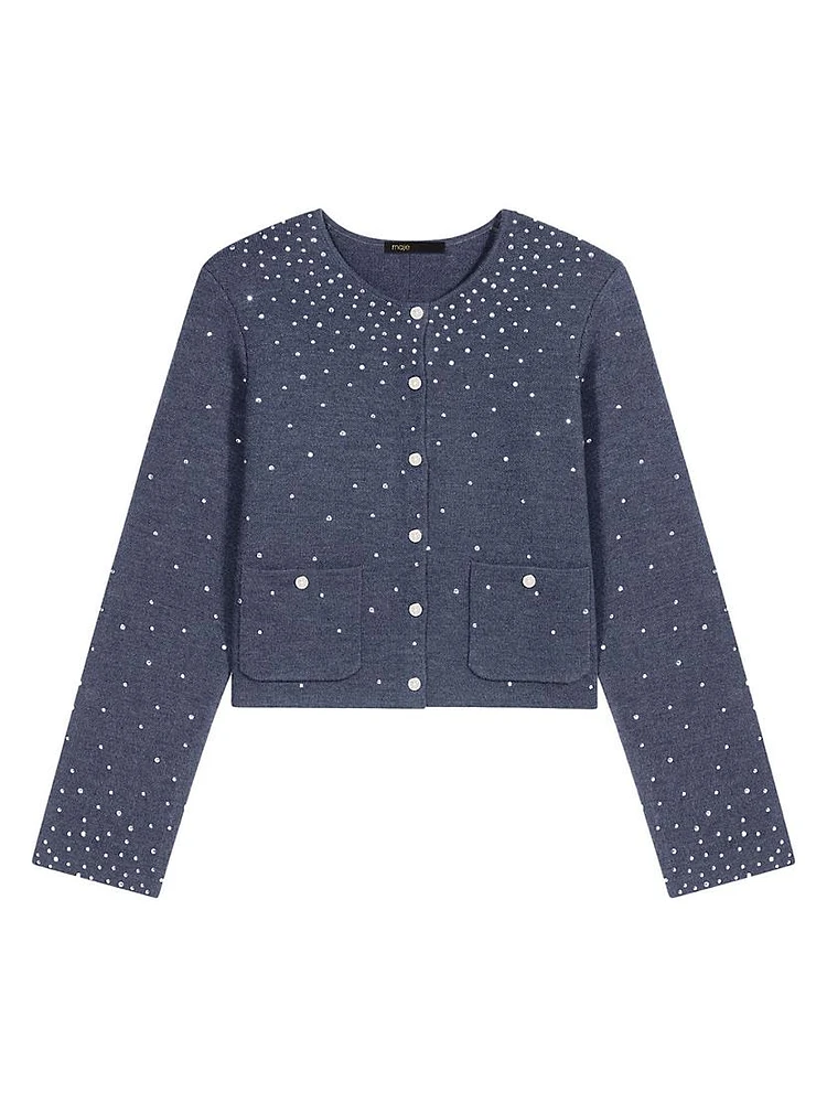 Knitted Jumper with Rhinestones