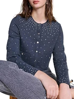 Knitted Jumper with Rhinestones
