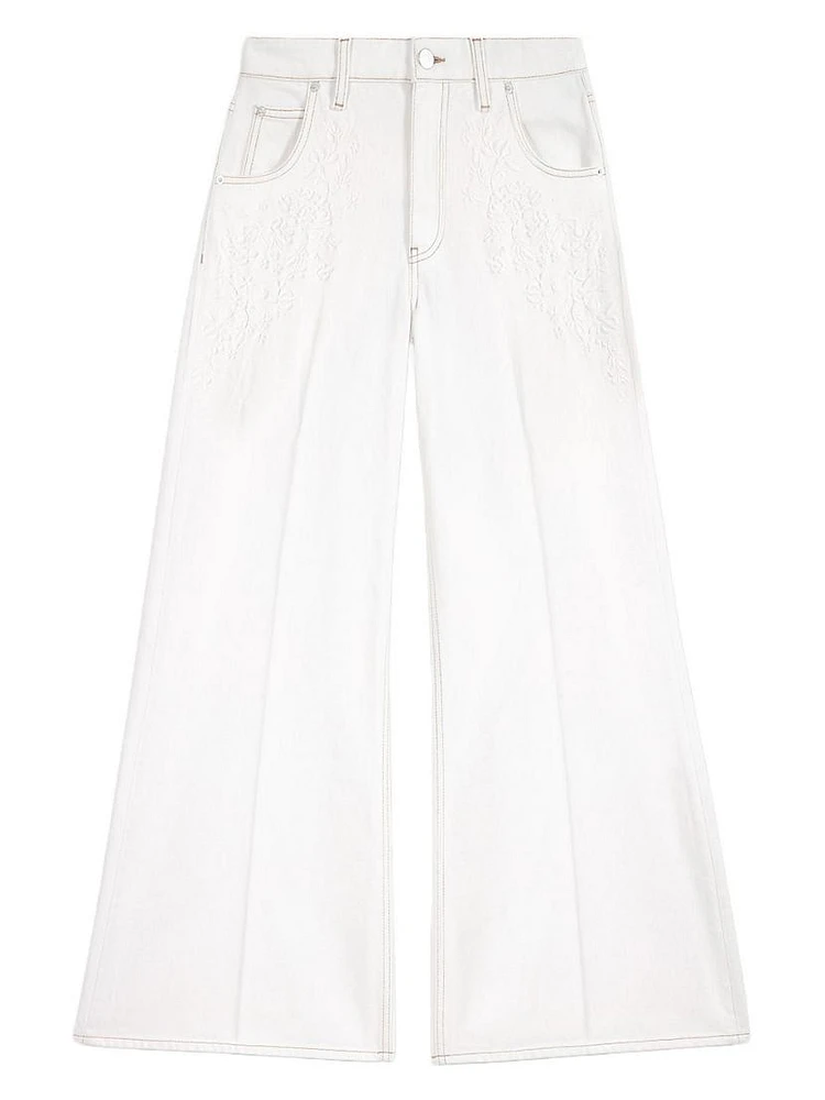 Embroidered High-Waisted Jeans