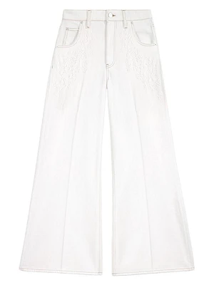 Embroidered High-Waisted Jeans