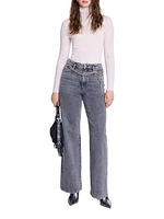 Wide-Leg Jeans with Chain-Link Belt