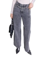 Wide-Leg Jeans with Chain-Link Belt