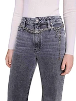 Wide-Leg Jeans with Chain-Link Belt