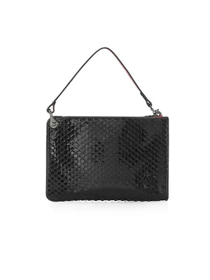 Snake-Embossed Leather Pouch