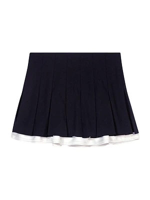 Dual-Material Pleated Skort